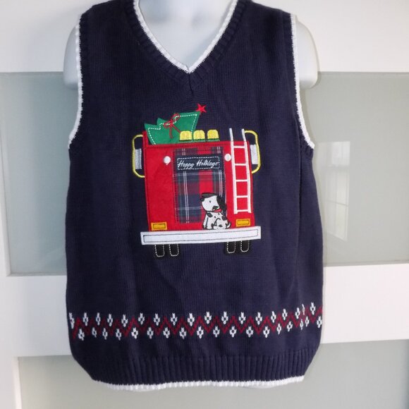 IZOD Blue Christmas Happy Holiday Sweater Vest Size 5T Boy's NWOT - Picture 1 of 3